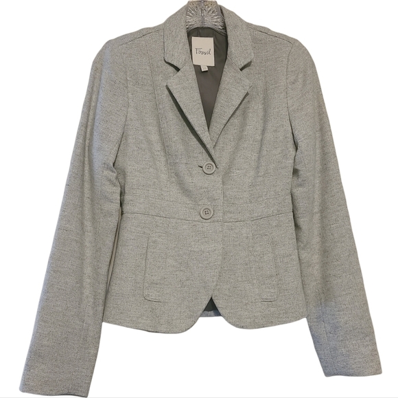 Fossil | Women's Gray Wool and Rayon Blend Two Button Blazer (Size XS) - Picture 1 of 16